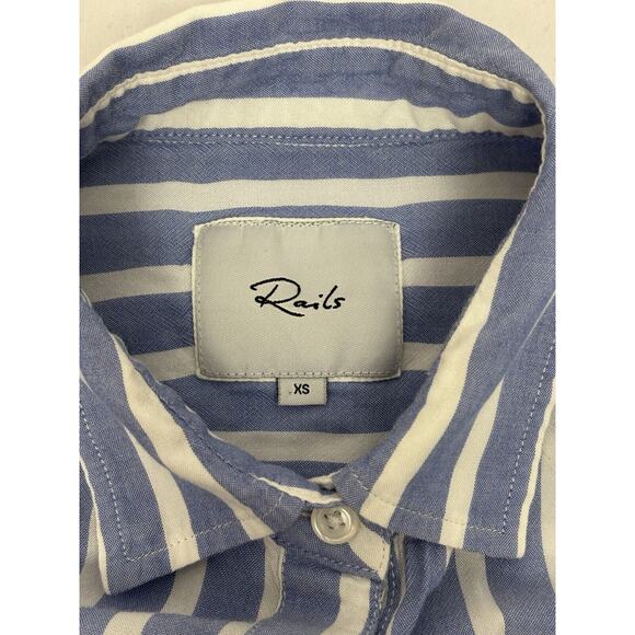 Rails Janelle Blouse Women's Size XS Button Front Long Sleeve Blue White Stripe - Picture 3 of 9
